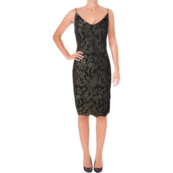 Lauren Ralph Lauren Womens Metallic Lace Party Dress
