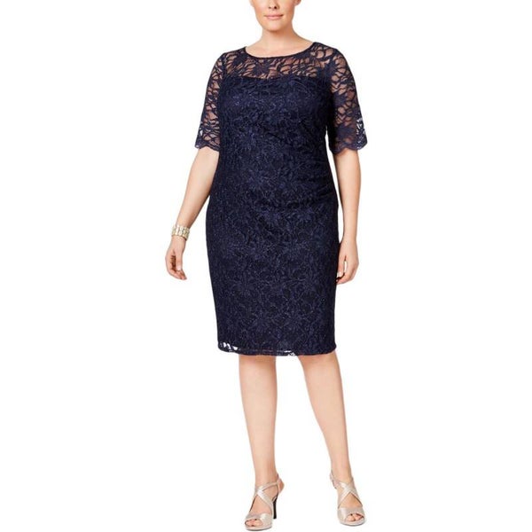 Xscape  Lace Glitter Cocktail Dress