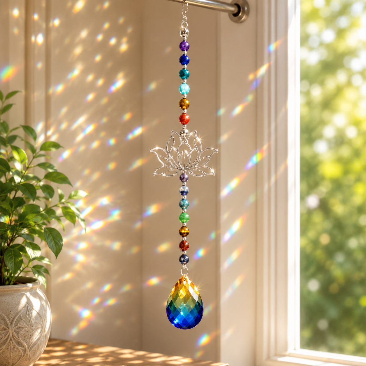 Attrape soleil 7 chakras modèle argenté