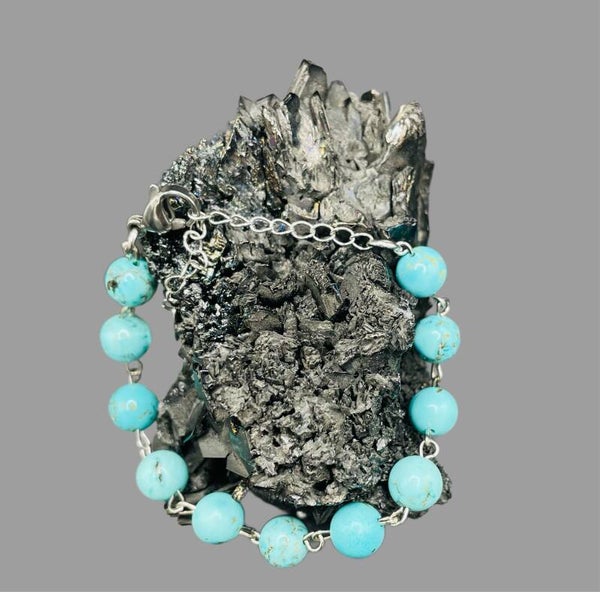 Bracelet réglable turquenite pierres 8mm