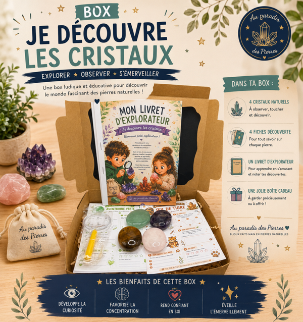 Box 💎je découvre les cristaux 💎 Une box ludique, éducative et magique pour découvrir le fascinant monde des pierres naturelles 🌿🔮