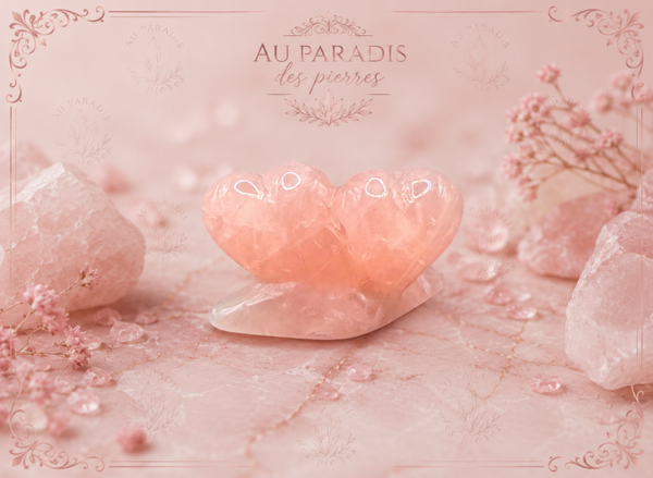 💕Double cœur en quartz rose💕