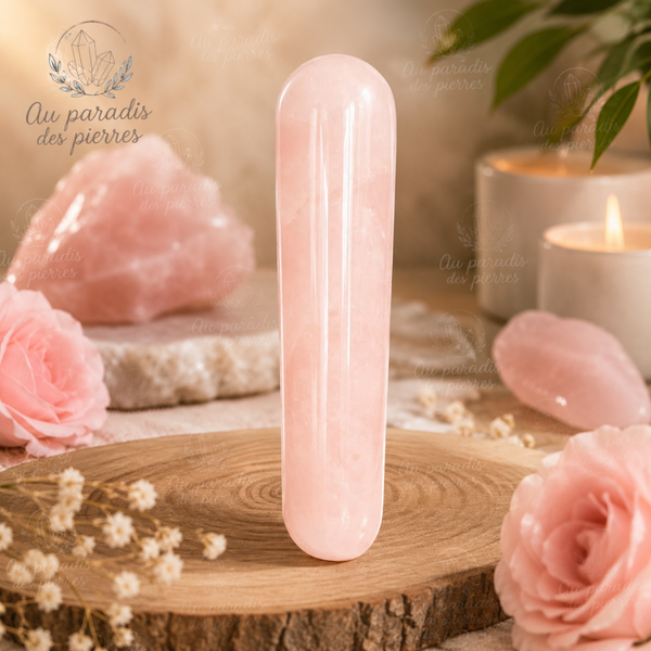 Baguette de massage en quartz rose