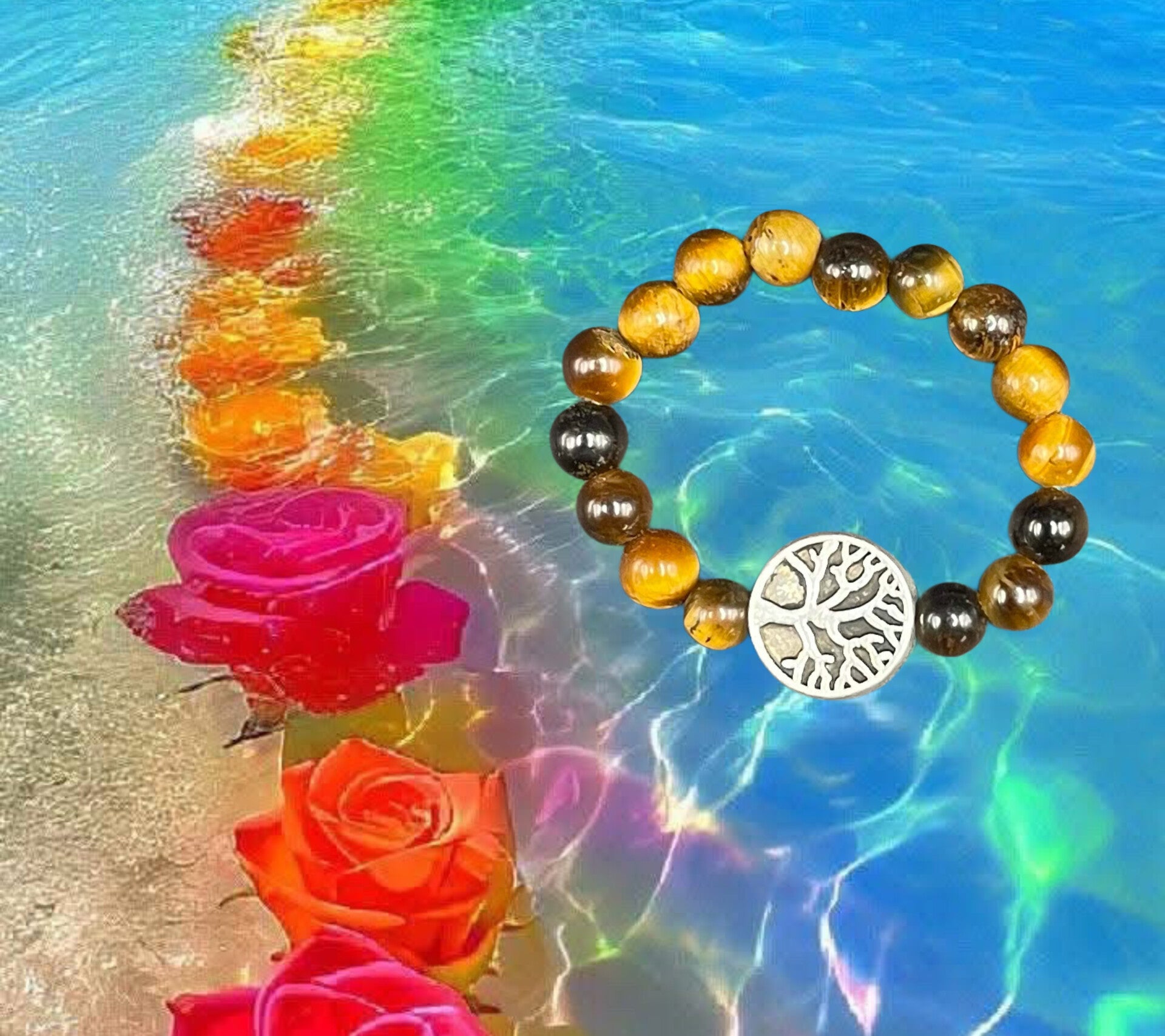 Bague élastique œil de tigre