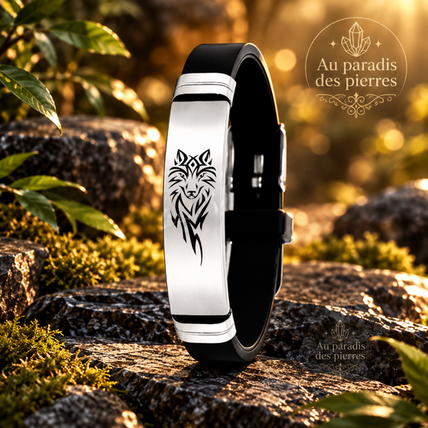 🐺 Bracelet tête de loup en acier inoxydable réglable 🐺