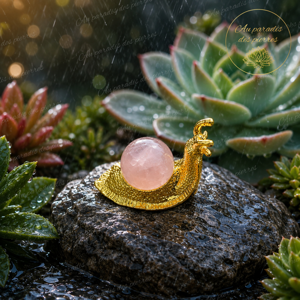 Escargot chanceux quartz rose