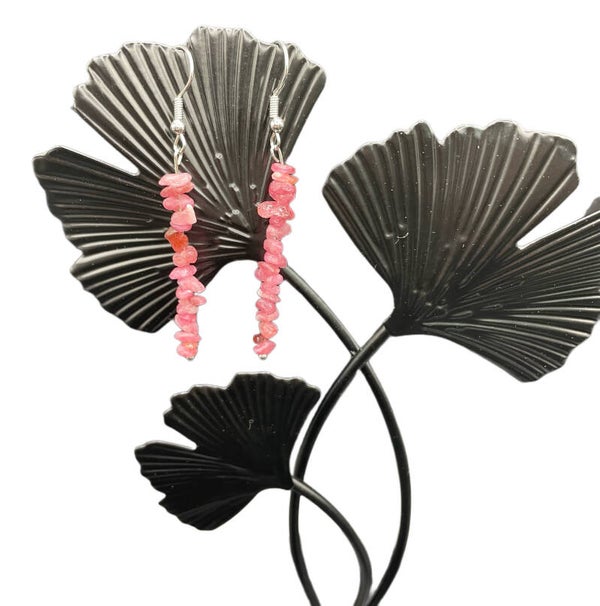 Boucles d’oreille chips tourmaline rose