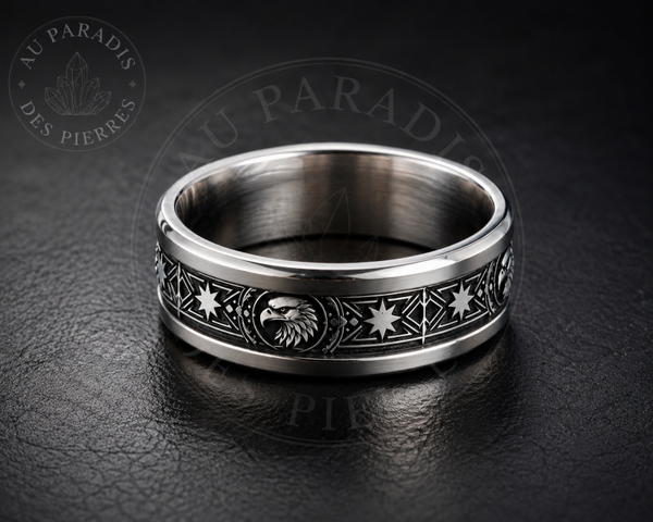 Bague homme totem Aigle “Force et Liberte “