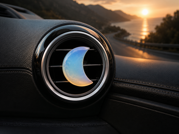 Clip voiture lune en opaline