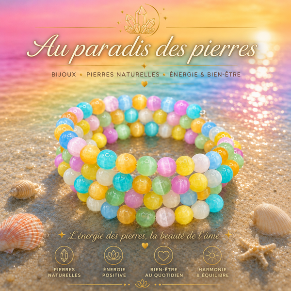 ✨ Bracelet multi tour en sélénite arc en ciel  ✨