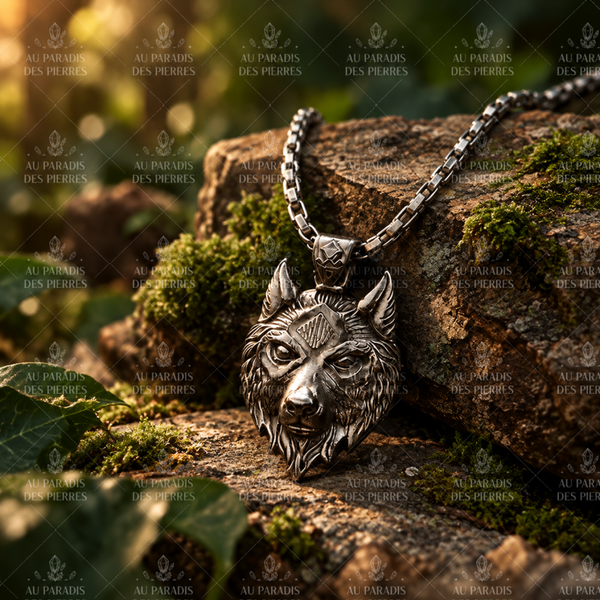 Chaîne pendentif tete de loup