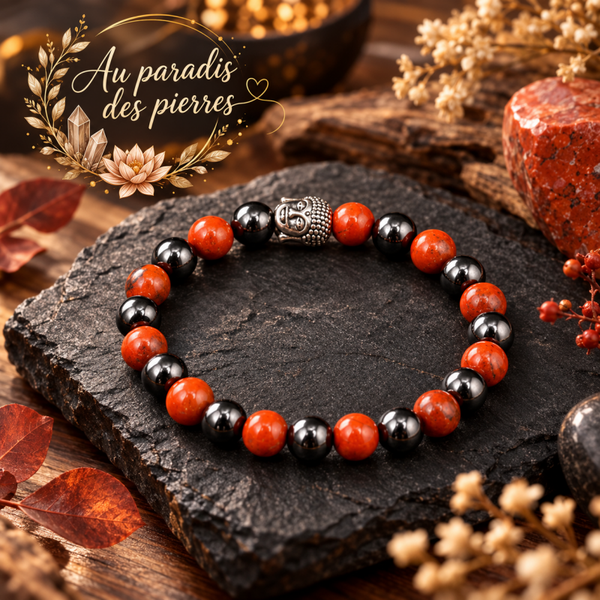 ✨ Bracelet Jaspe Rouge & Hématite ✨ 🌙 Soutien naturel pour les jambes sans repos