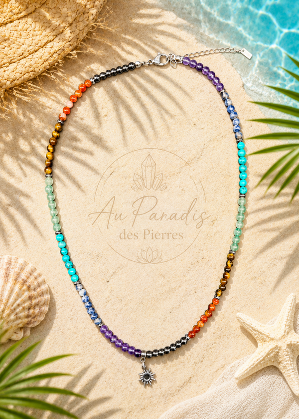 Collier 7 chakras (pierres 4mm)