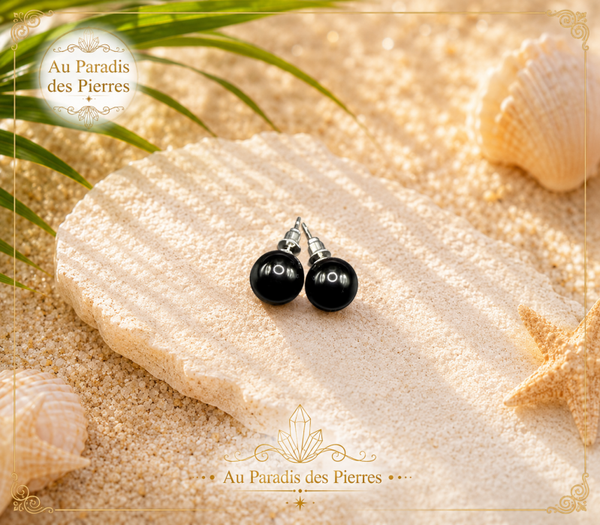 Boucle d’oreilles puce en obsidienne
