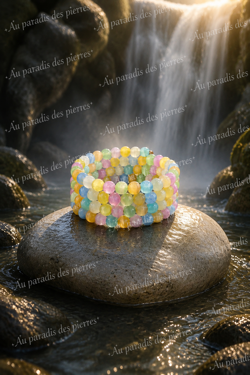 ✨ Bracelet multi tour en sélénite arc en ciel  ✨