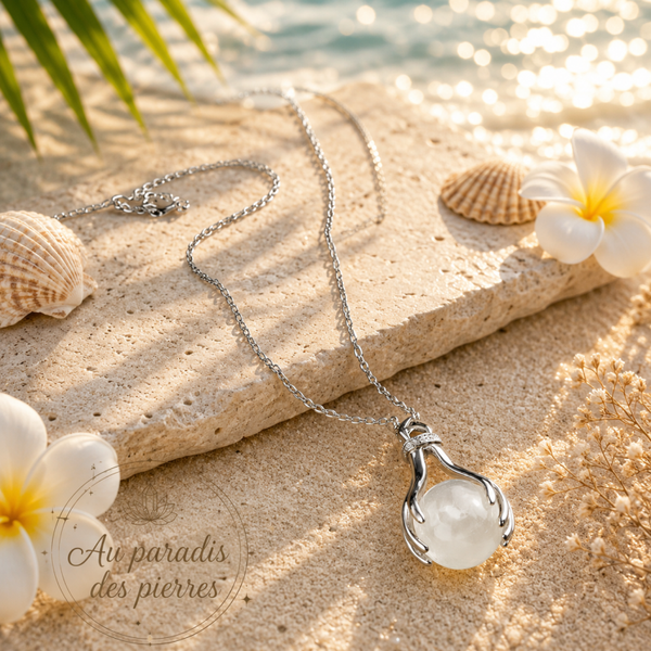 Pendentif mains cristal de roche