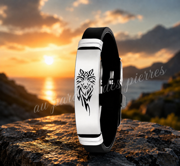 🐺 Bracelet tête de loup en acier inoxydable réglable 🐺