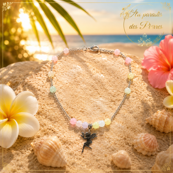 Collier chaîne sélénite arc en ciel