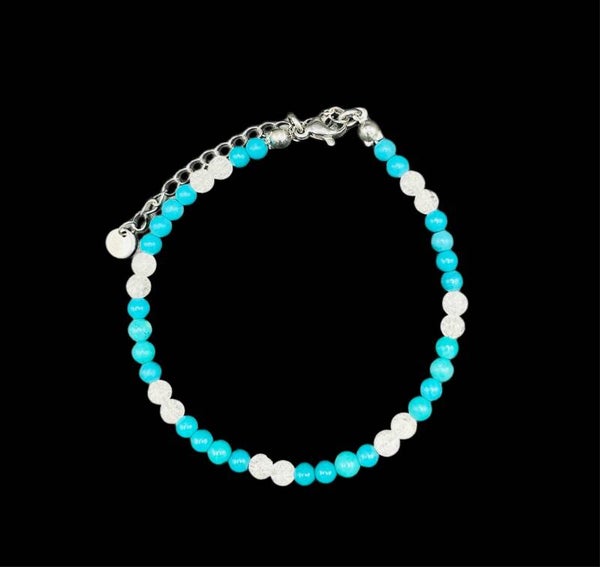 Bracelet réglable turquenite et cristal de roche