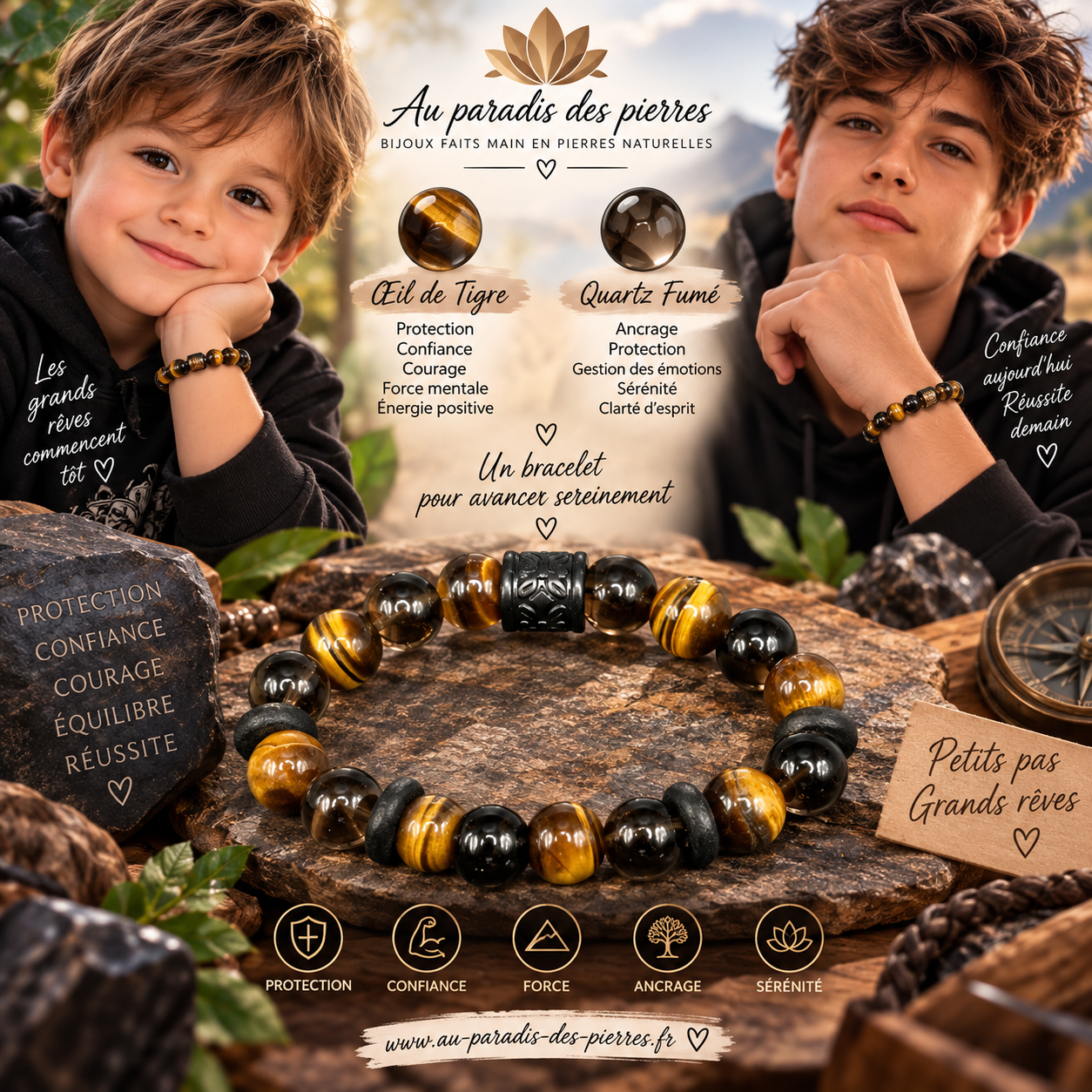 Bracelets protection,relations familiales difficiles modèle garçon