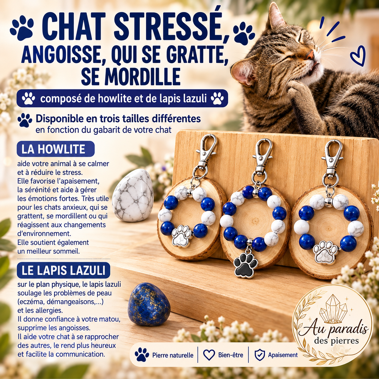 Chat stressé, angoisse,qui se gratte , se mordille