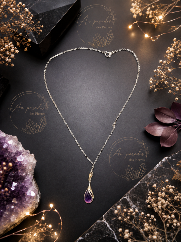💜✨Collier améthyste &argent 💜✨
