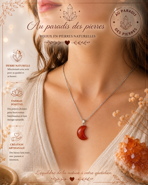 Pendentif lune en cornaline