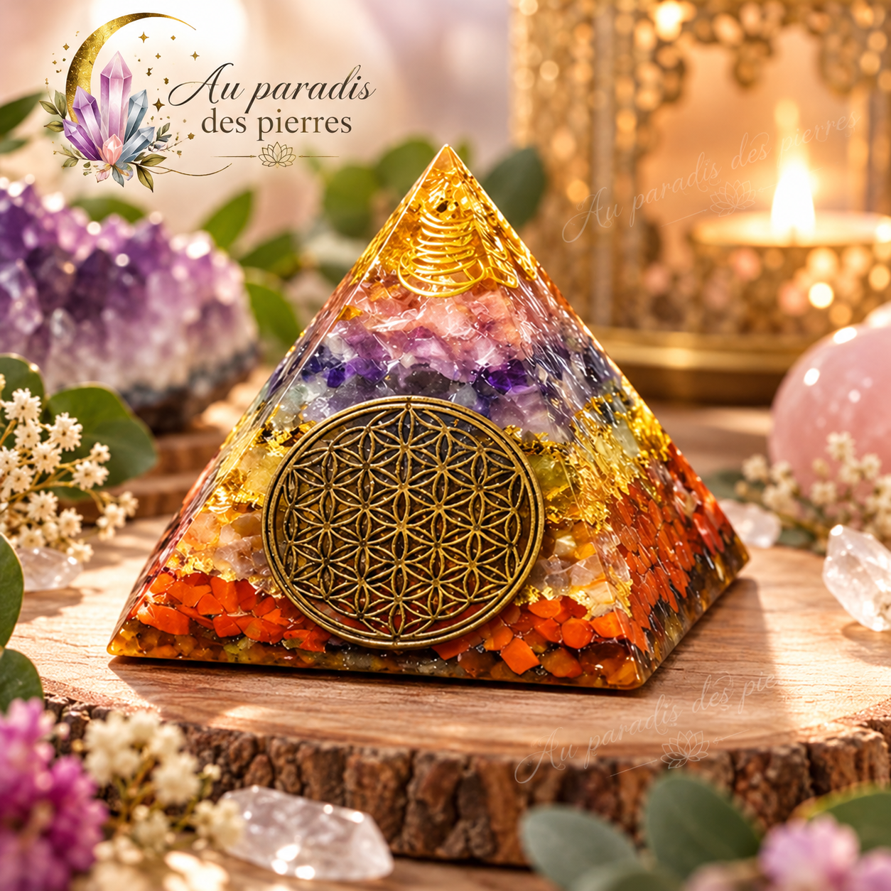 Pyramide orgonite 7 chakras