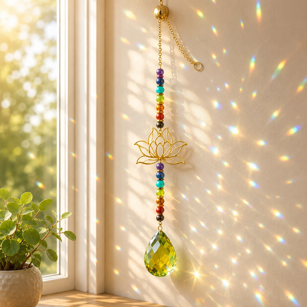 Attrape soleil 7 chakras modèle doré