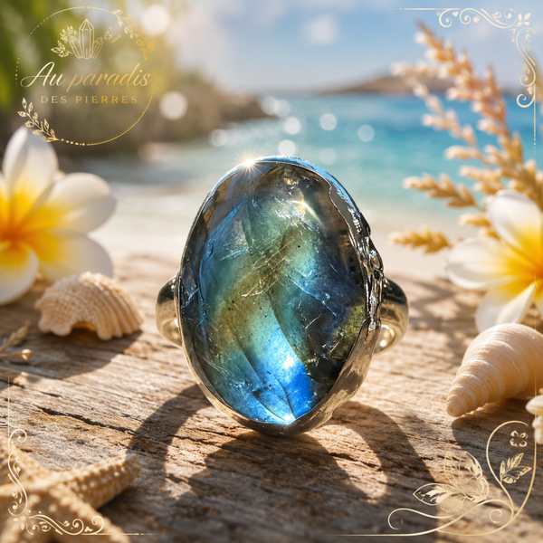 Bague réglable labradorite