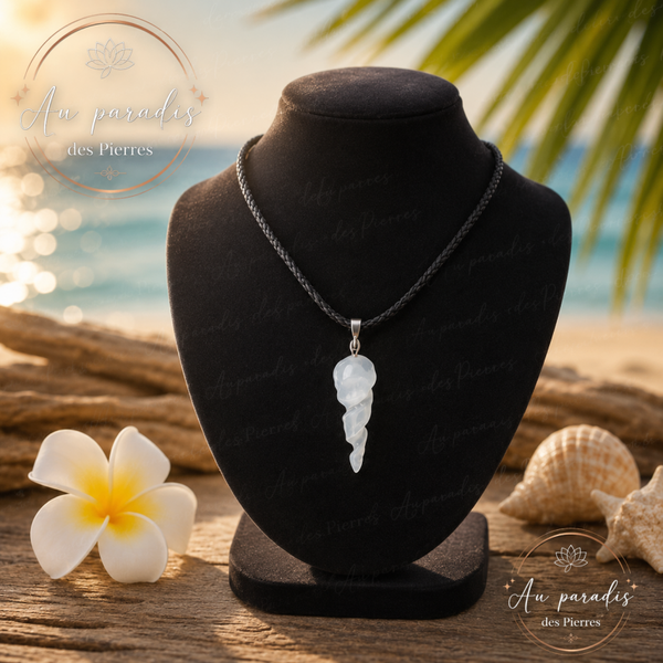 Pendentif torsadé (4cm) selenite