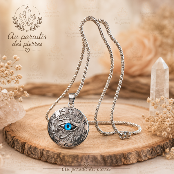 Collier talisman oeil d’Horus “protection,santé,chance”