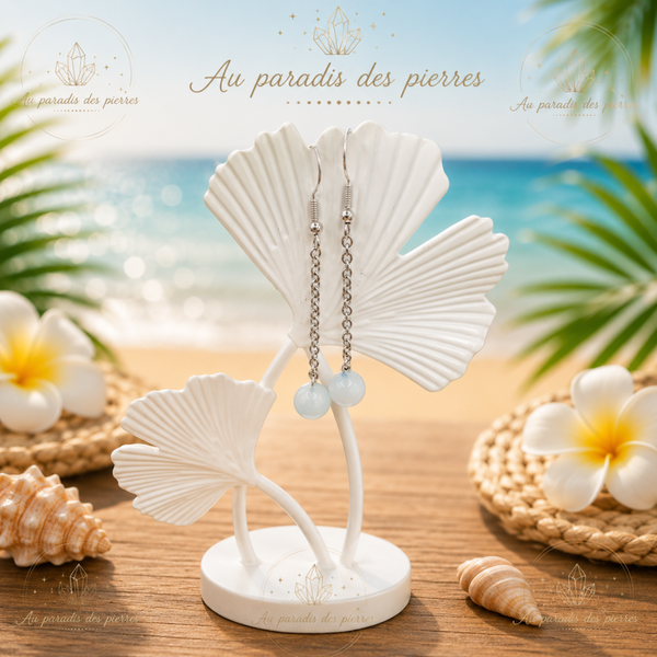 Boucle d’oreille chaînette aiguë marine