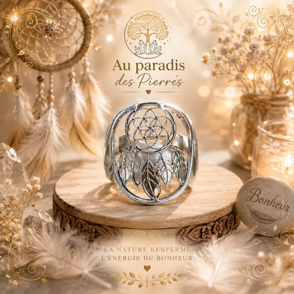 Bague réglable Fleur de vie attrapes rêves
