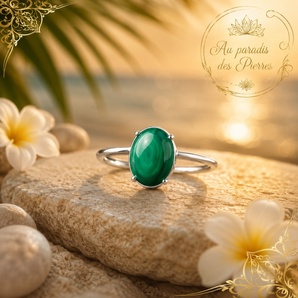 Bague réglable malachite