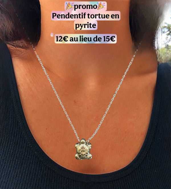 Pendentif chaîne tortue en pyrite