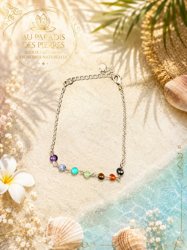 Bracelet chaînette 7 chakras