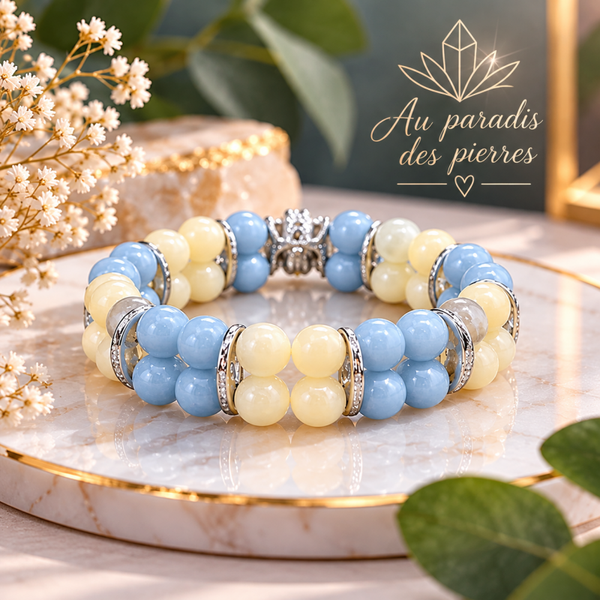 Bracelet double angelite et nacre