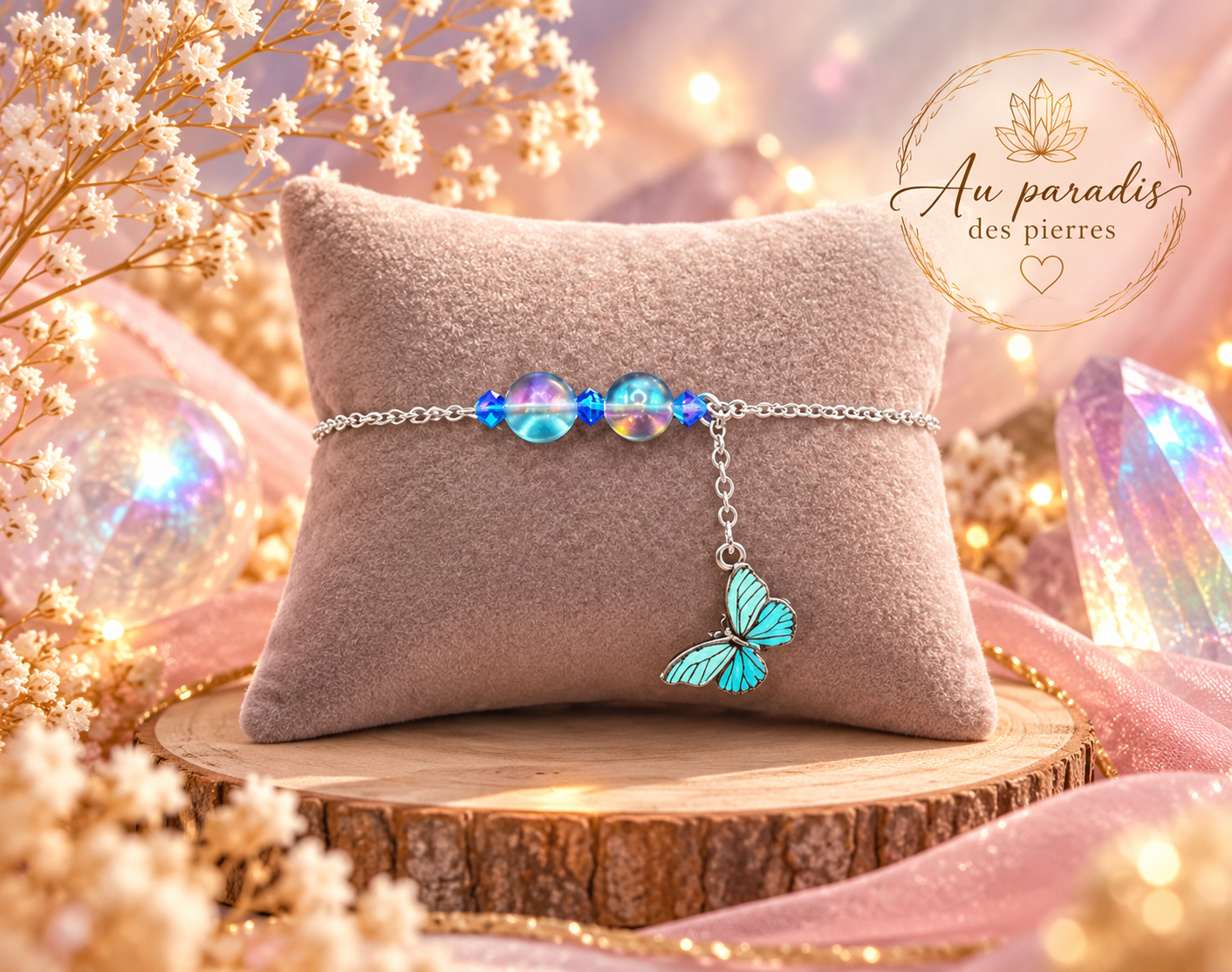 Bracelet chaînette réglable Aqua aura