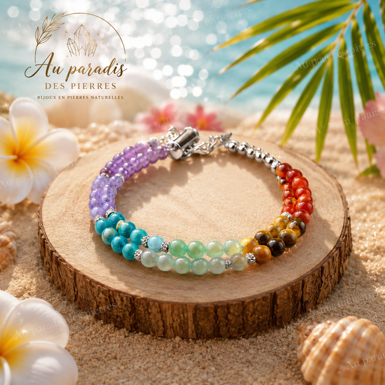 Bracelet double réglable 7 chakras