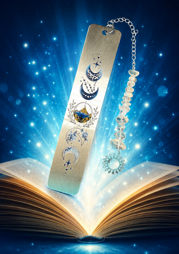 Marque page acier inoxydable cristal de roche