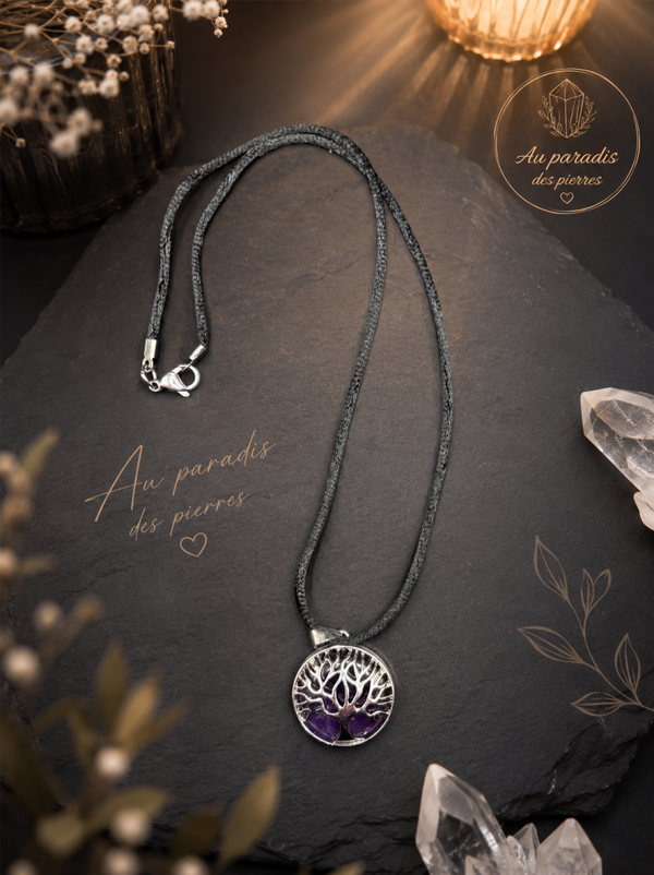 Pendentif arbre de vie améthyste