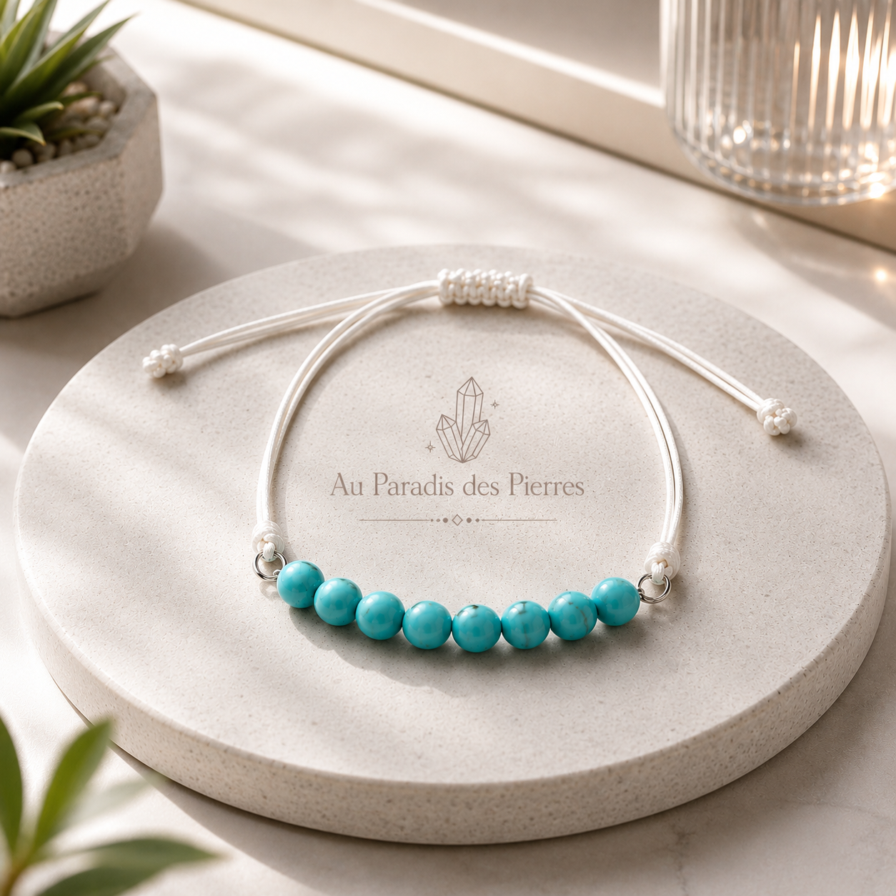 Bracelet réglable cordon turquenite