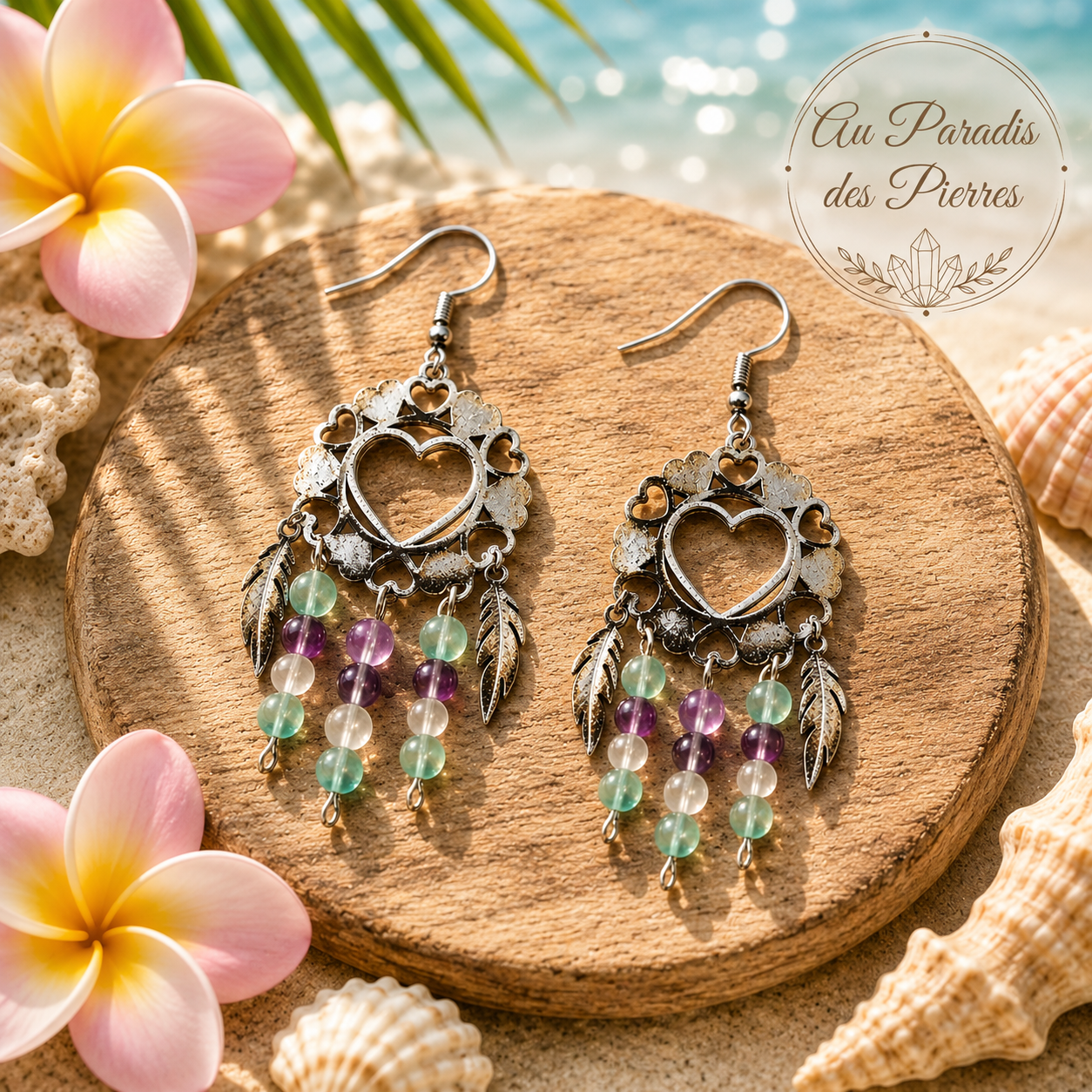 Boucles d’oreille attrapes rêve fluorite