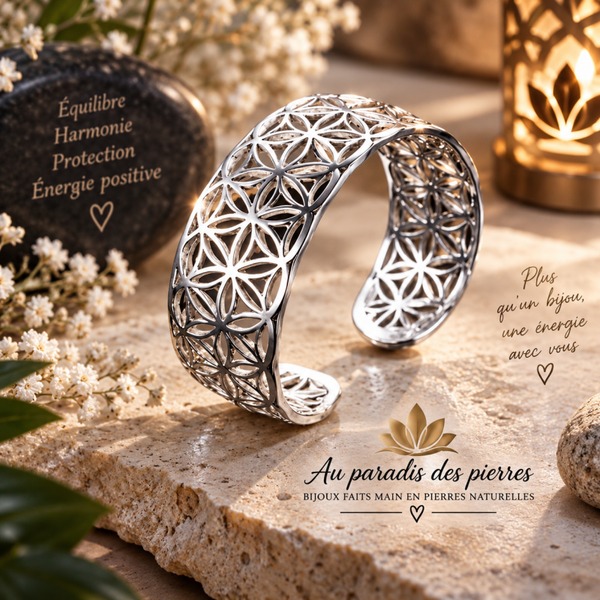 Bague ajustable fleur de vie