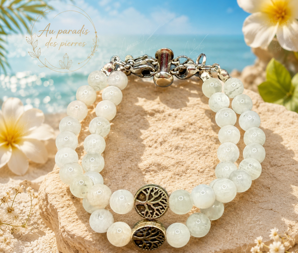 Bracelet double labradorite blanche