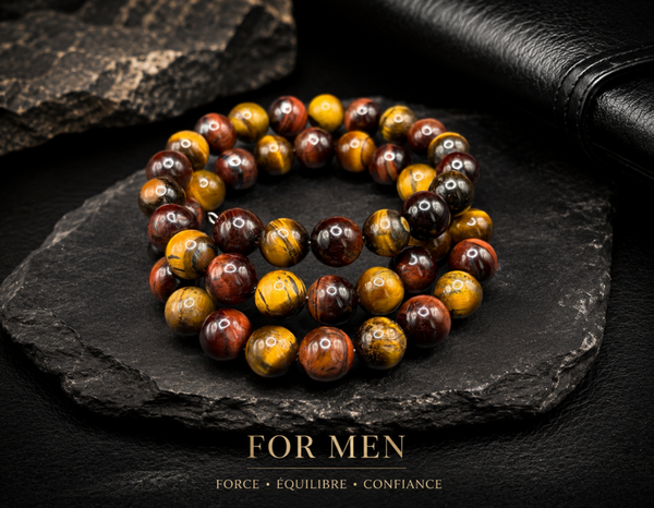 🖤 Bracelet multi tours réglable 🖤 ✨Oeil de tigre et oeil de taureau