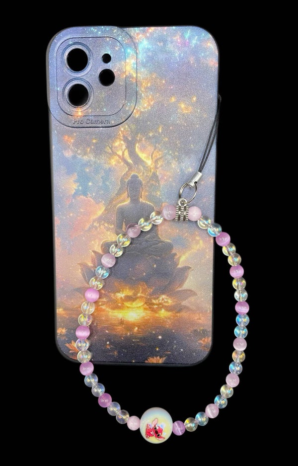 Bijoux téléphone sélénite arc en ciel et aqua aura