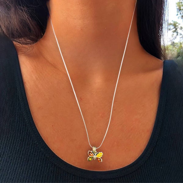 Pendentif ambre et argent papillon 🦋