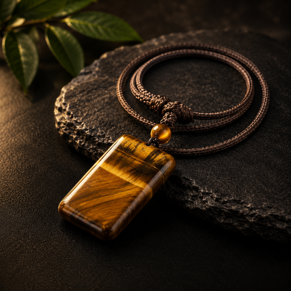 Pendentif rectangle œil de tigre